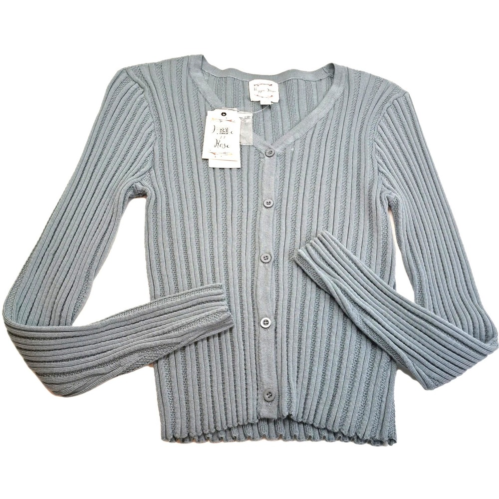 Hippie Rose Lightweight Cardigan Sweater Juniors M Y2K Fairy Grunge Ribbed NWT